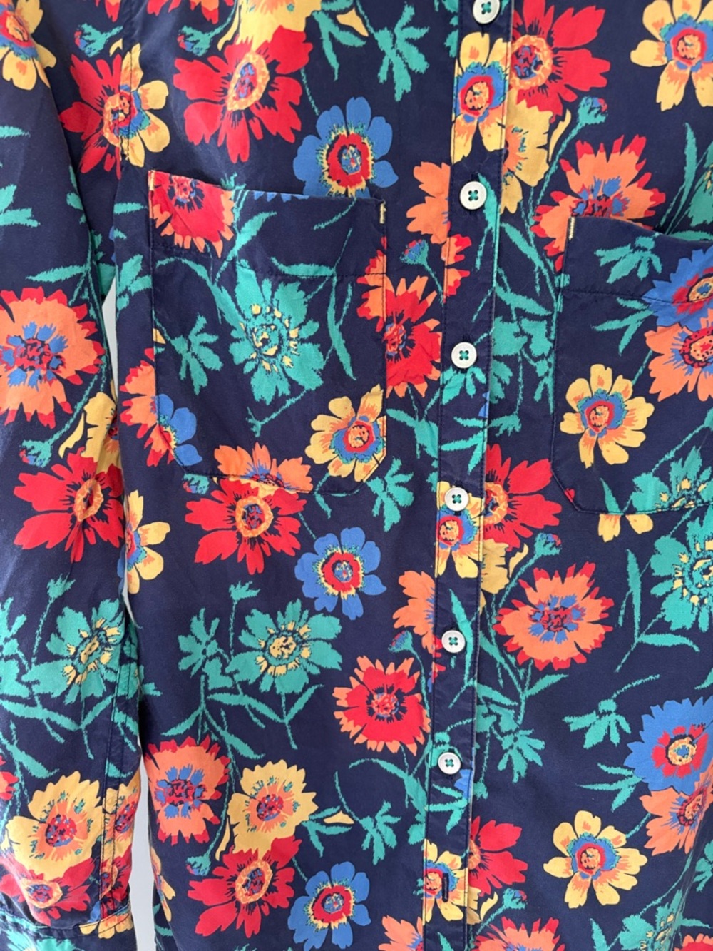 Overland Helen Floral Lyocell Button Down Shirt - Boho Artsy Utility Top XS - Picture 3 of 8